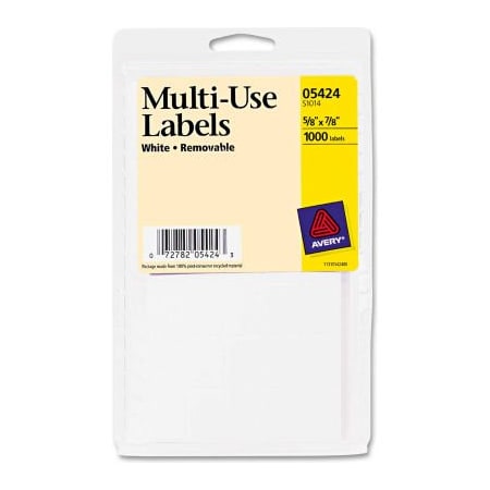 Avery Avery Self-Adhesive Removable Multi-Use Labels, 5/8 x 7/8, White, 1000/Pack 5424